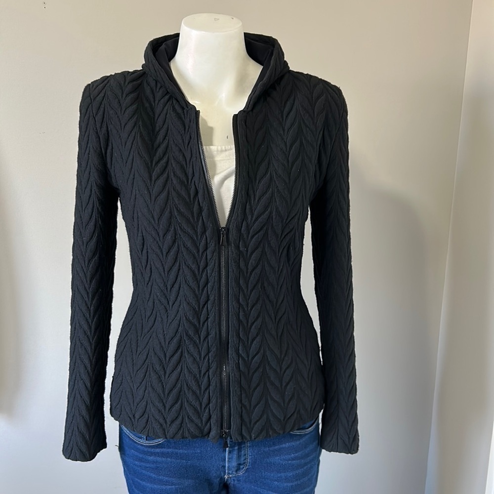 BEATE HEYMANN Street Couture Black Quilted Jacket Zip Front Long Sleeve XS